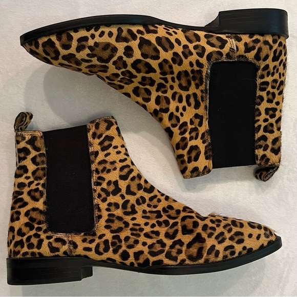 ASOS DESIGN April leather chelsea boots in leopard hair pony slip on UK 6/ US 8 - Picture 8 of 11